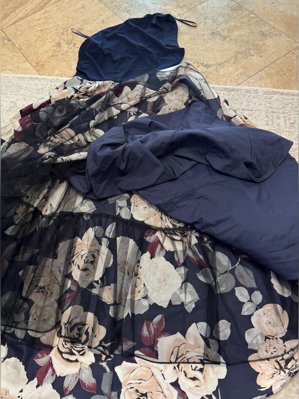 Betsy & Adam One Shoulder Floral Gown Size 16W - Picture 6 of 10